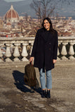 Double-breasted women's coat in antique Casentino wool