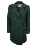 Double-breasted women's coat in antique Casentino wool