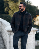 THREE POCKET OVERSHIRT IN GREEN/BROWN CHECK WOOL