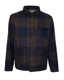 THREE POCKET OVERSHIRT IN GREEN/BROWN CHECK WOOL